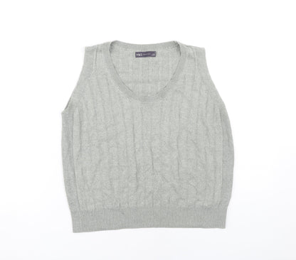 Marks and Spencer Unisex Grey V-Neck Sleeveless Vest