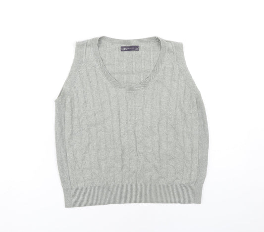 Marks and Spencer Unisex Grey V-Neck Sleeveless Vest