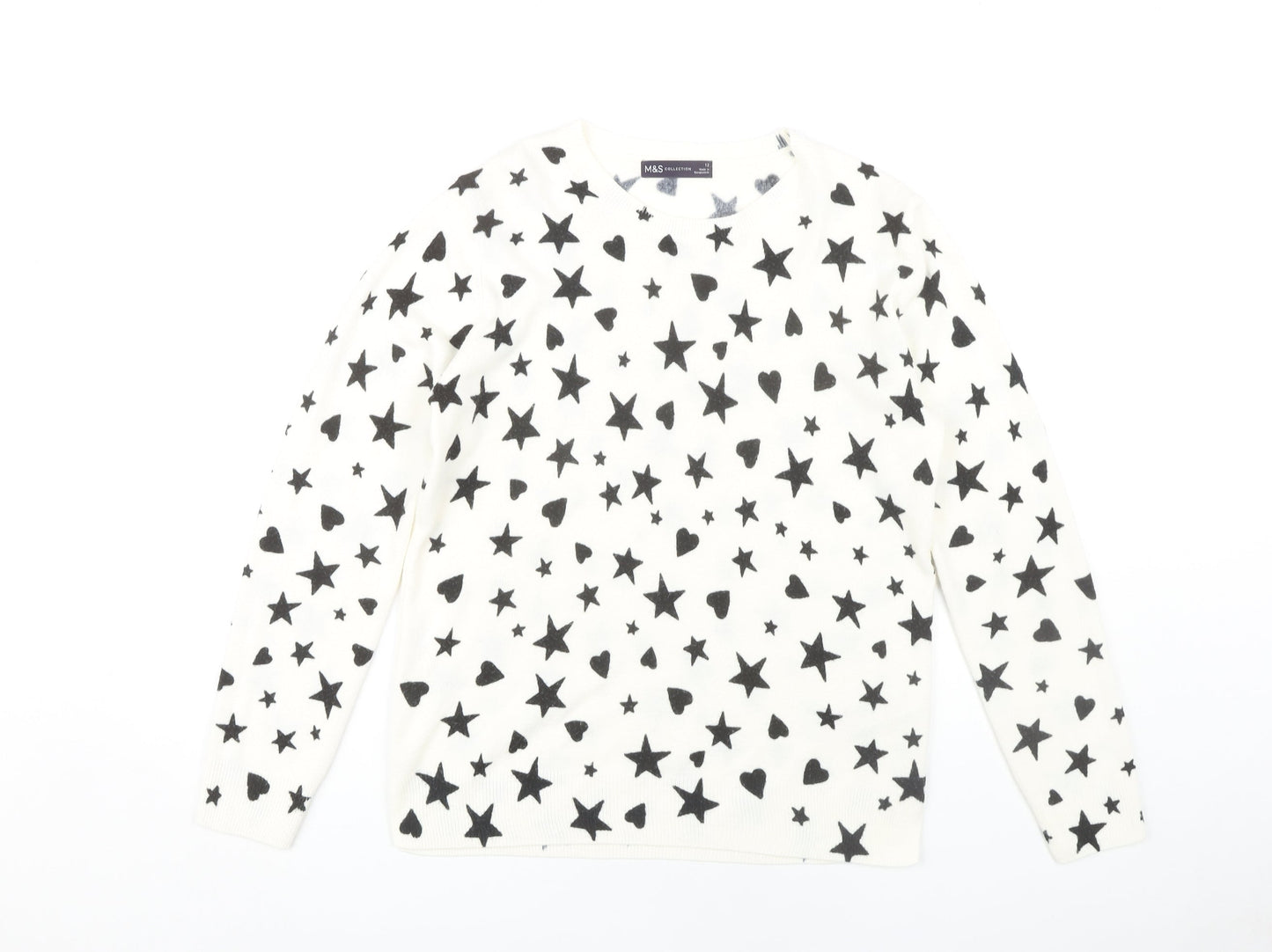 Womens UK Size 12 Marks and Spencer White Pullover Jumper