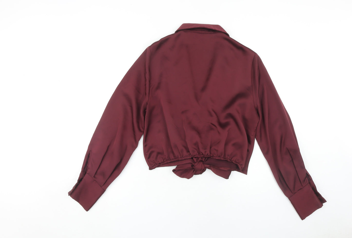 Womens UK Size 14 Topshop Red Cropped Blouse