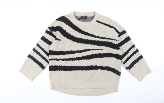 AX Paris Beige Animal Print Women's S Pullover Jumper