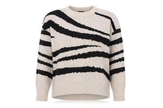 AX Paris Beige Animal Print Women's S Pullover Jumper