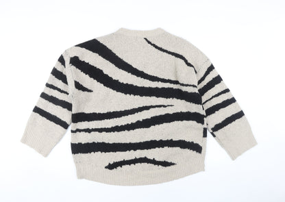 AX Paris Beige Animal Print Women's S Pullover Jumper