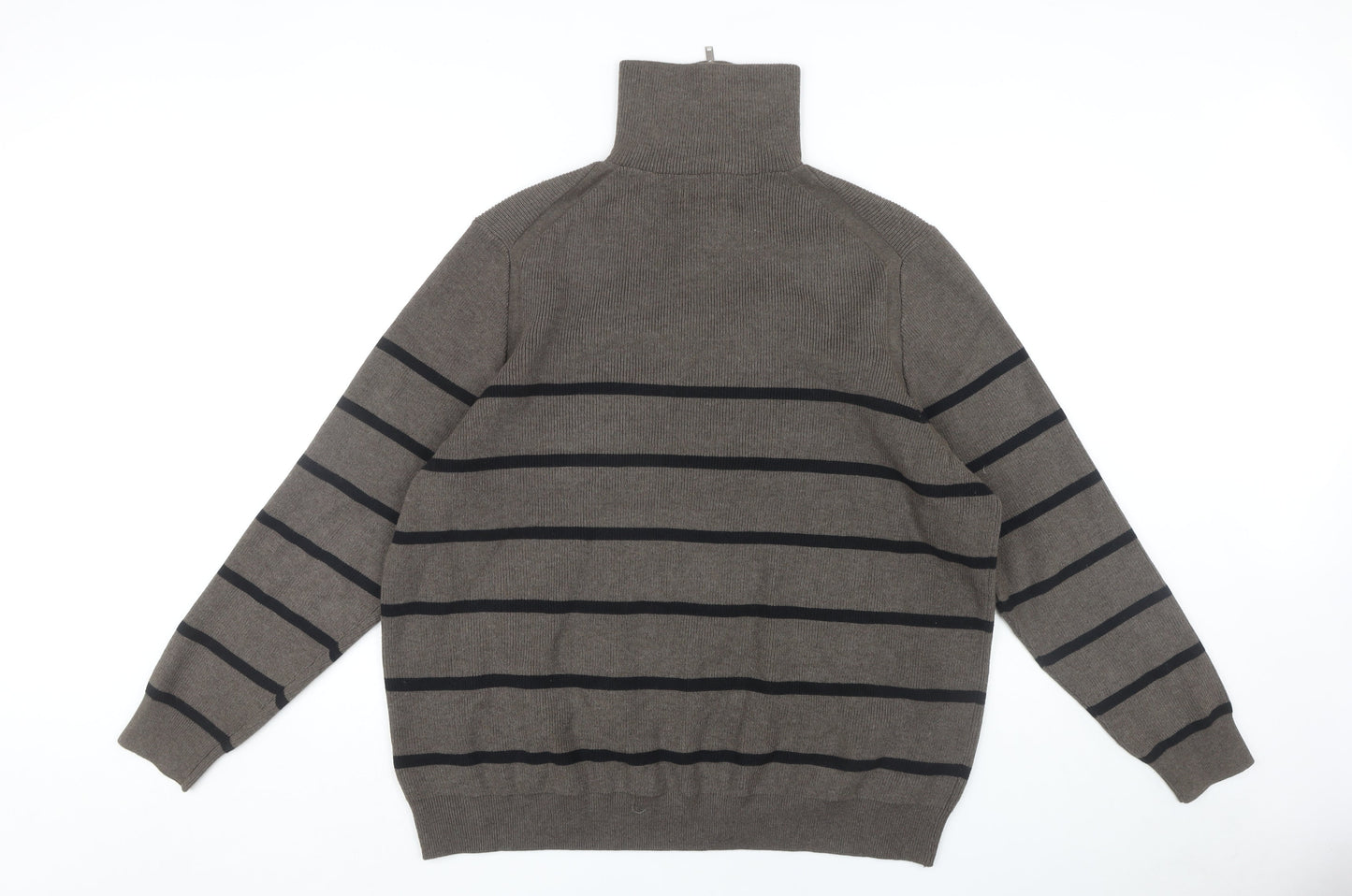 Marks and Spencer Men's Brown Striped Pullover Jumper 2XL