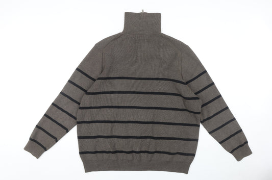 Marks and Spencer Men's Brown Striped Pullover Jumper 2XL