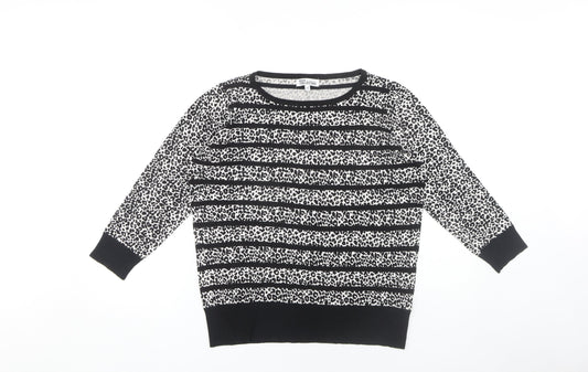 Debenhams Women's Black Animal Print Pullover Jumper Size 14 Petite