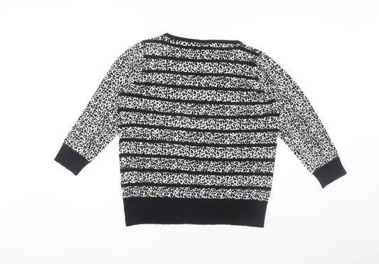Debenhams Women's Black Animal Print Pullover Jumper Size 14 Petite