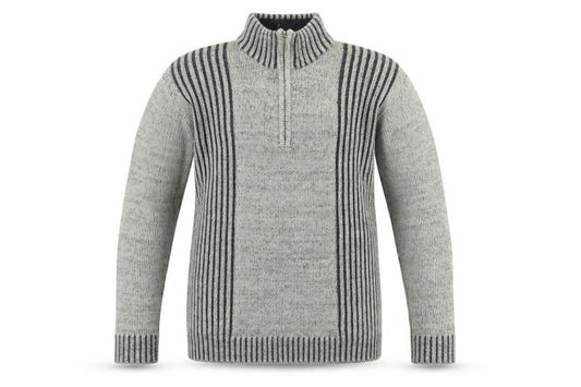 Rrapidfire Men's Grey Striped Pullover Jumper L