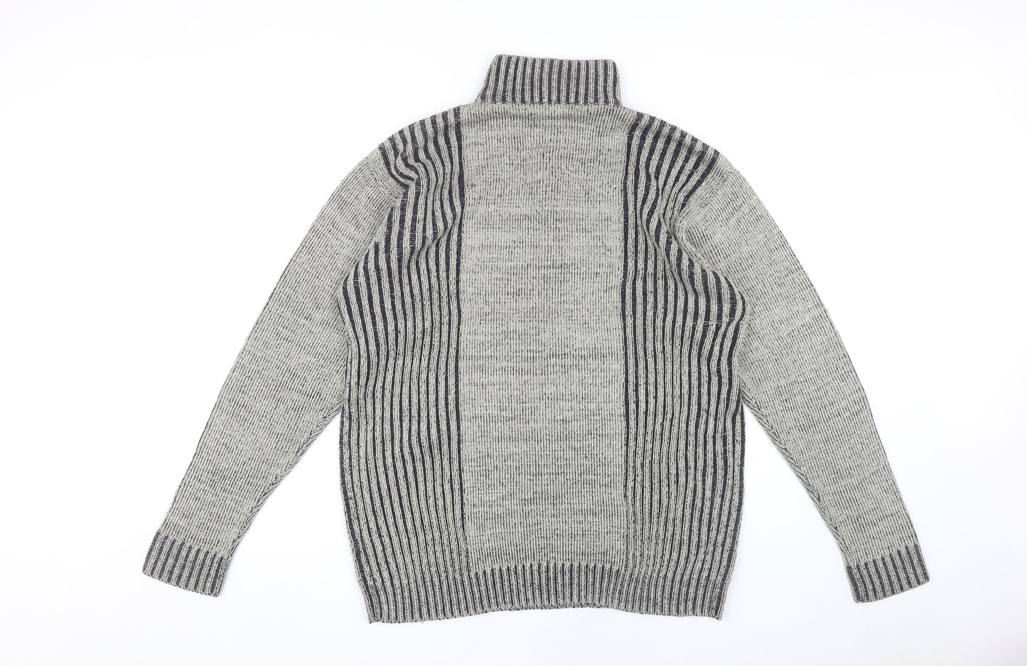 Rrapidfire Men's Grey Striped Pullover Jumper L