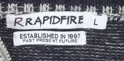 Rrapidfire Men's Grey Striped Pullover Jumper L
