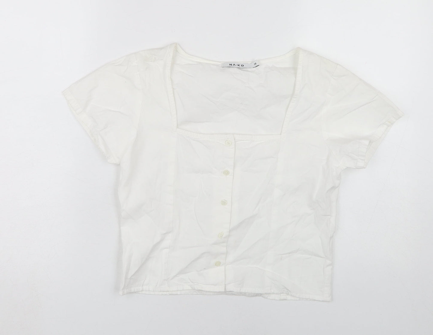 Womens UK Size 10 NA-KD White Basic Blouse