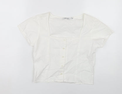 Womens UK Size 10 NA-KD White Basic Blouse