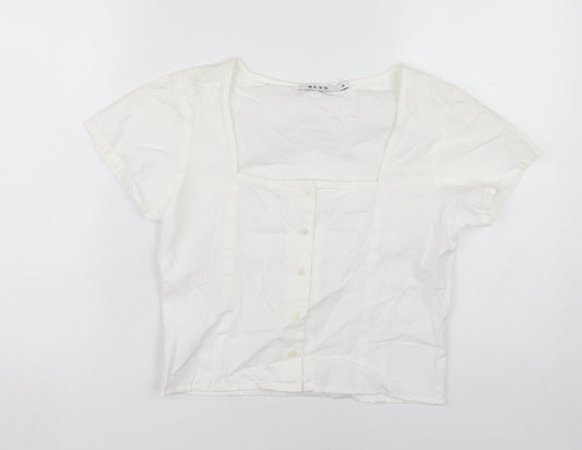 Womens UK Size 10 NA-KD White Basic Blouse