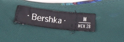 Bershka Women's Green Floral Playsuit M Summer