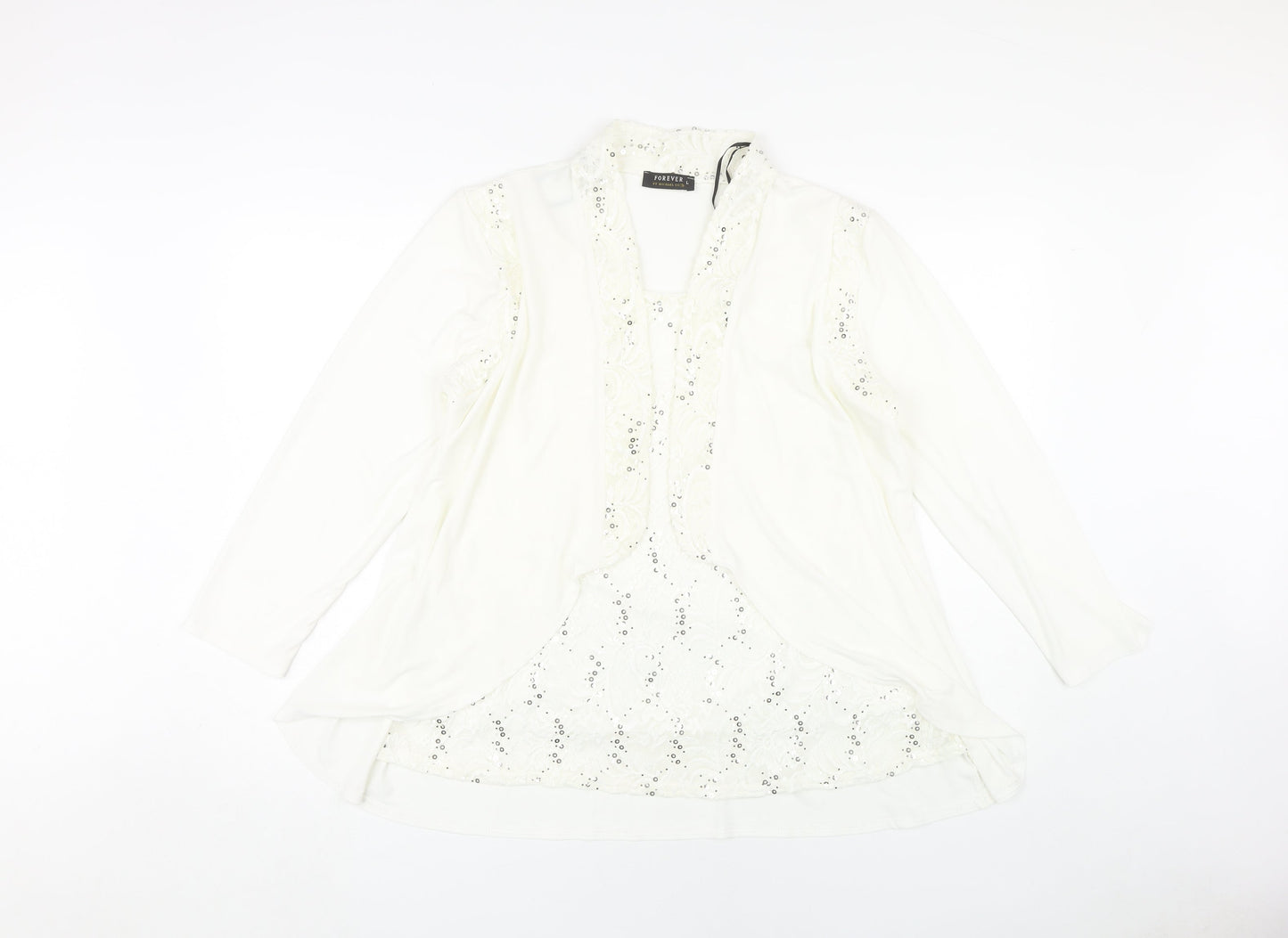 Forever by Michael Gold Women's White Sequin Blouse - L