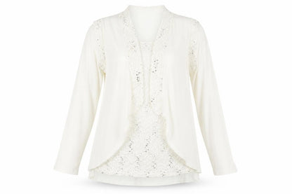 Forever by Michael Gold Women's White Sequin Blouse - L