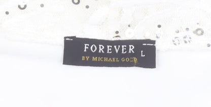 Forever by Michael Gold Women's White Sequin Blouse - L