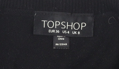Womens UK Size 8 Topshop Black Pullover Jumper