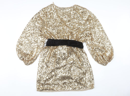 Myleene Klass Women Gold Wrap Dress Size 16 Party Style