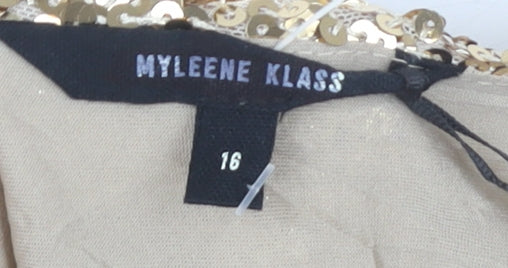 Myleene Klass Women Gold Wrap Dress Size 16 Party Style