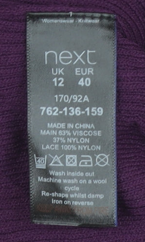Womens UK Size 12 NEXT Purple Basic Blouse