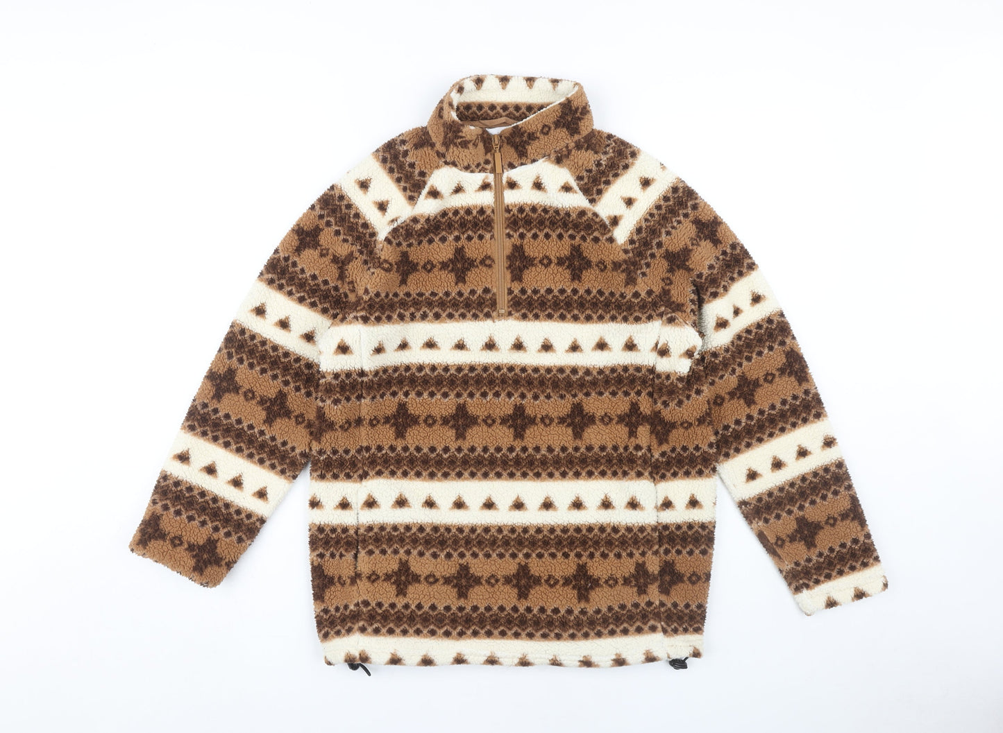 Cotton Traders Women's Brown Ivory Fleece Sweatshirt S