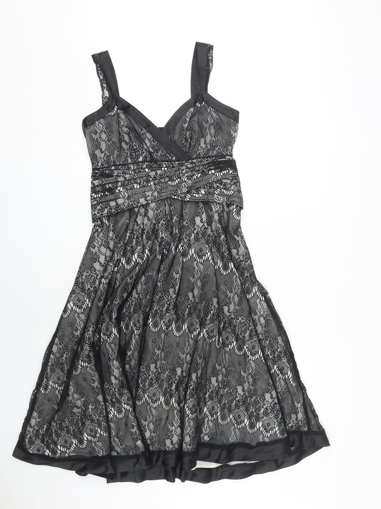 Next Women's Black Sleeveless Lace Dress Size 8