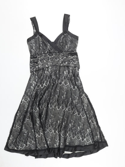 Next Women's Black Sleeveless Lace Dress Size 8