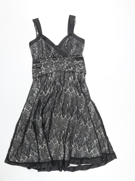 Next Women's Black Sleeveless Lace Dress Size 8