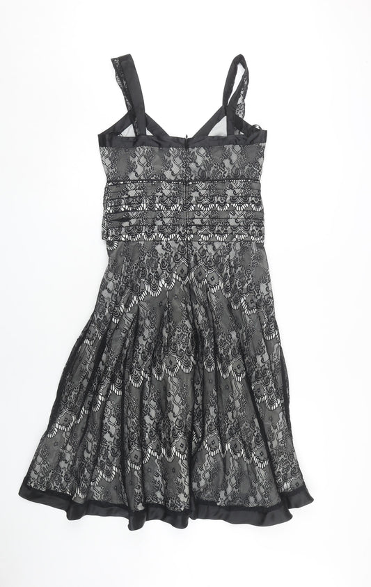 Next Women's Black Sleeveless Lace Dress Size 8