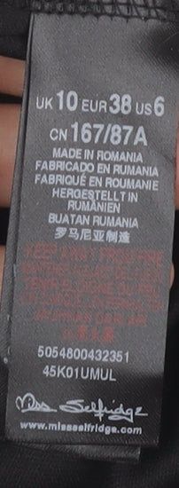 Miss Selfridge Women's Black Midi Pleated Skirt Size 10