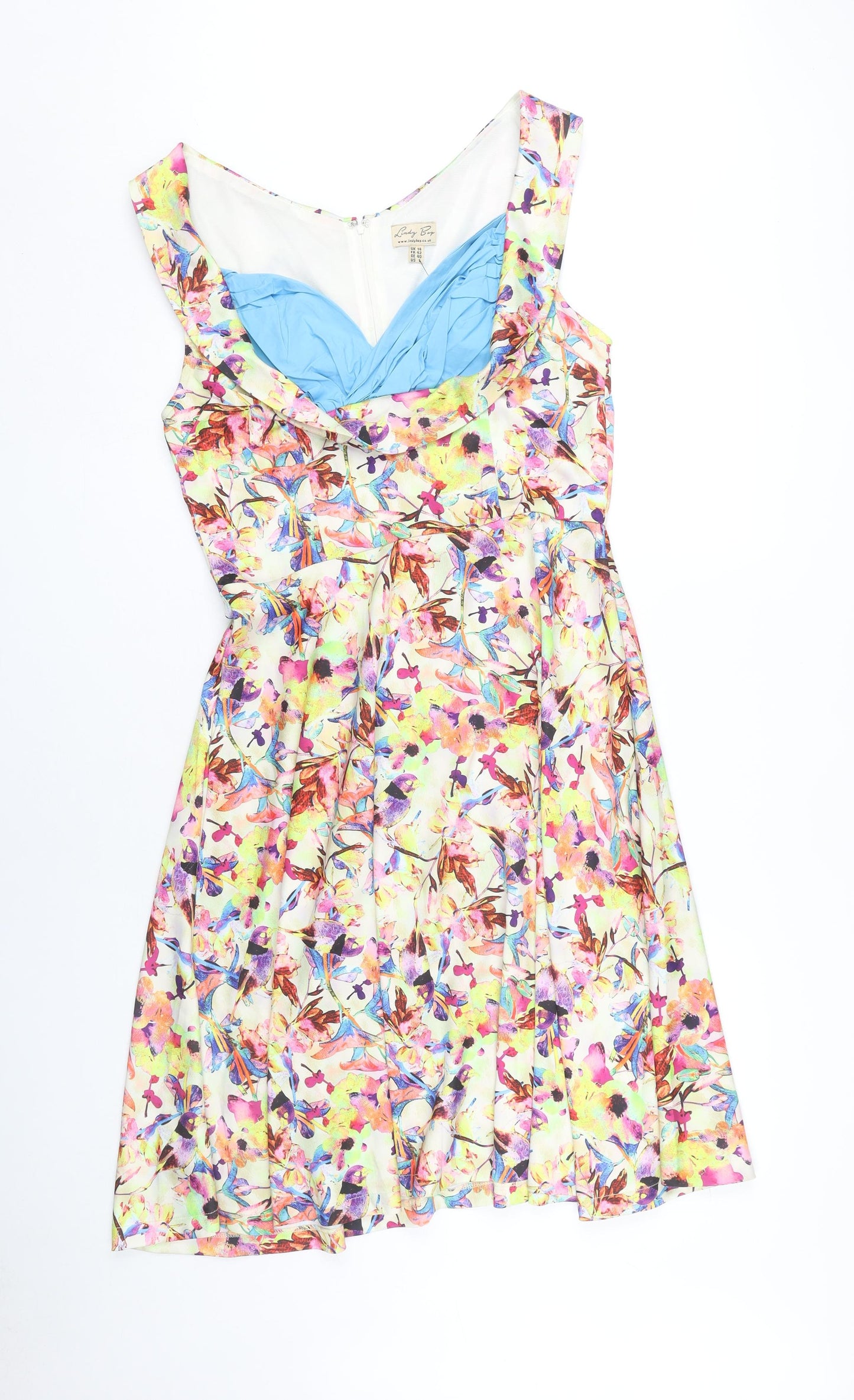 Lindy Bop Women's Multicoloured Floral Fit & Flare Dress, Size 14