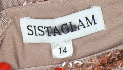 Sistaglam Women's Brown Sequin Dress Size 14