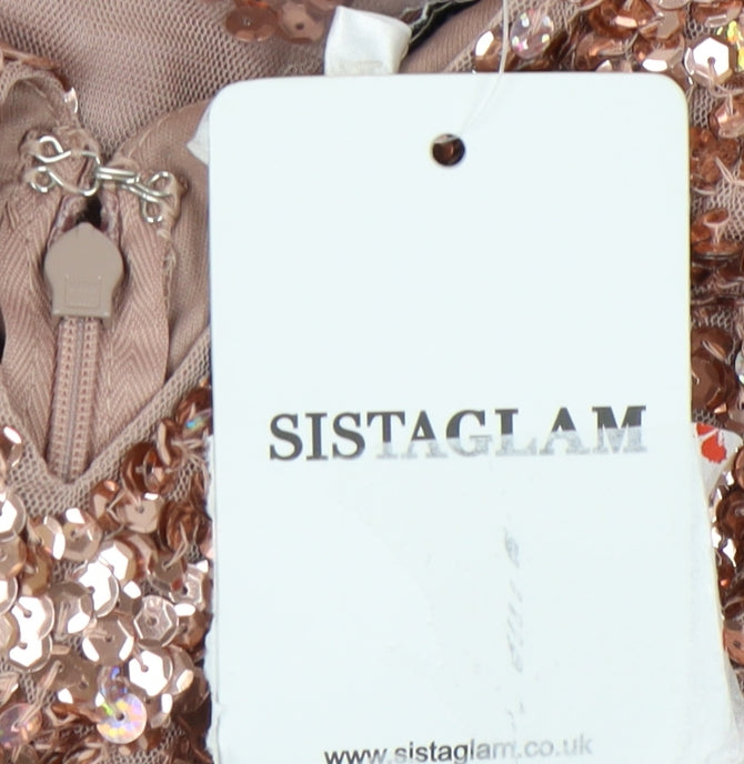 Sistaglam Women's Brown Sequin Dress Size 14