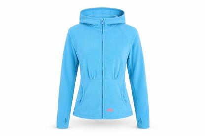Front view of Trespass Women's Blue Hooded Fleece Jacket XS