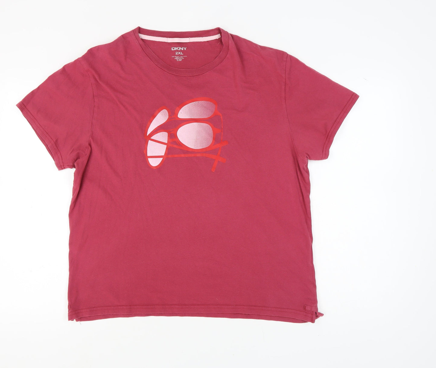 Unisex Adults UK Size 2XL DKNY Red Basic T-Shirt