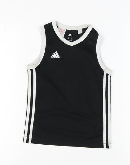 Adidas Girls' Black Sleeveless Jersey Tank 7-8 Years