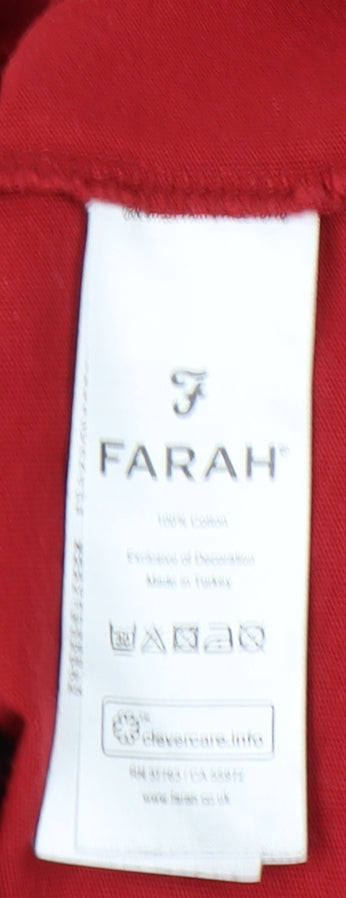 Farah Men's Red Polo Shirt L Cotton Short Sleeve