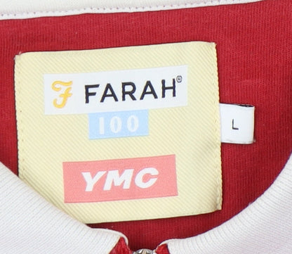 Farah Men's Red Polo Shirt L Cotton Short Sleeve