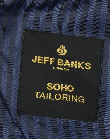 Mens UK Size 44 Jeff Banks Regular Blue Suit Jacket