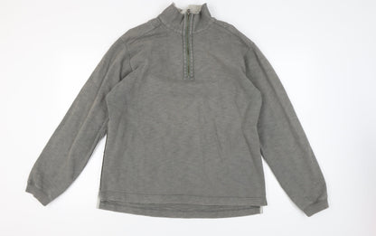 White Stuff Men's Grey Henley Sweatshirt Size L