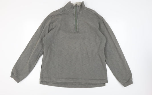 White Stuff Men's Grey Henley Sweatshirt Size L