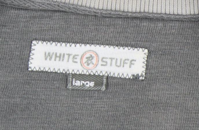 White Stuff Men's Grey Henley Sweatshirt Size L