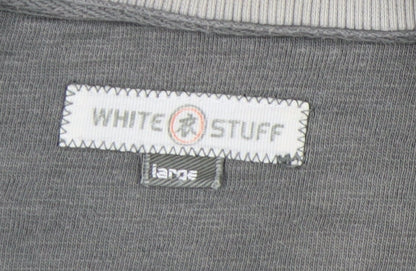 White Stuff Men's Grey Henley Sweatshirt Size L