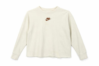 Front view of Nike girls’ ivory xl pullover sweatshirt long sleeve casual