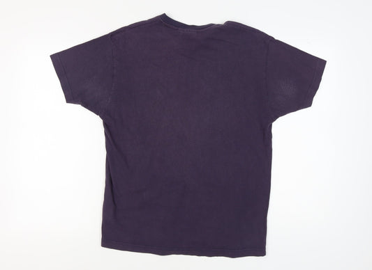 Kangol Men's Purple Cotton V-Neck Logo T-Shirt M