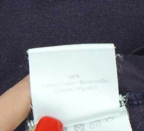 Kangol Men's Purple Cotton V-Neck Logo T-Shirt M