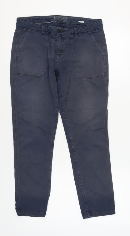 Womens UK Size 12 FatFace Regular Fit Chino Blue Trousers