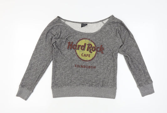 Womens UK Size S Hard Rock Cafe Grey Pullover Sweatshirt