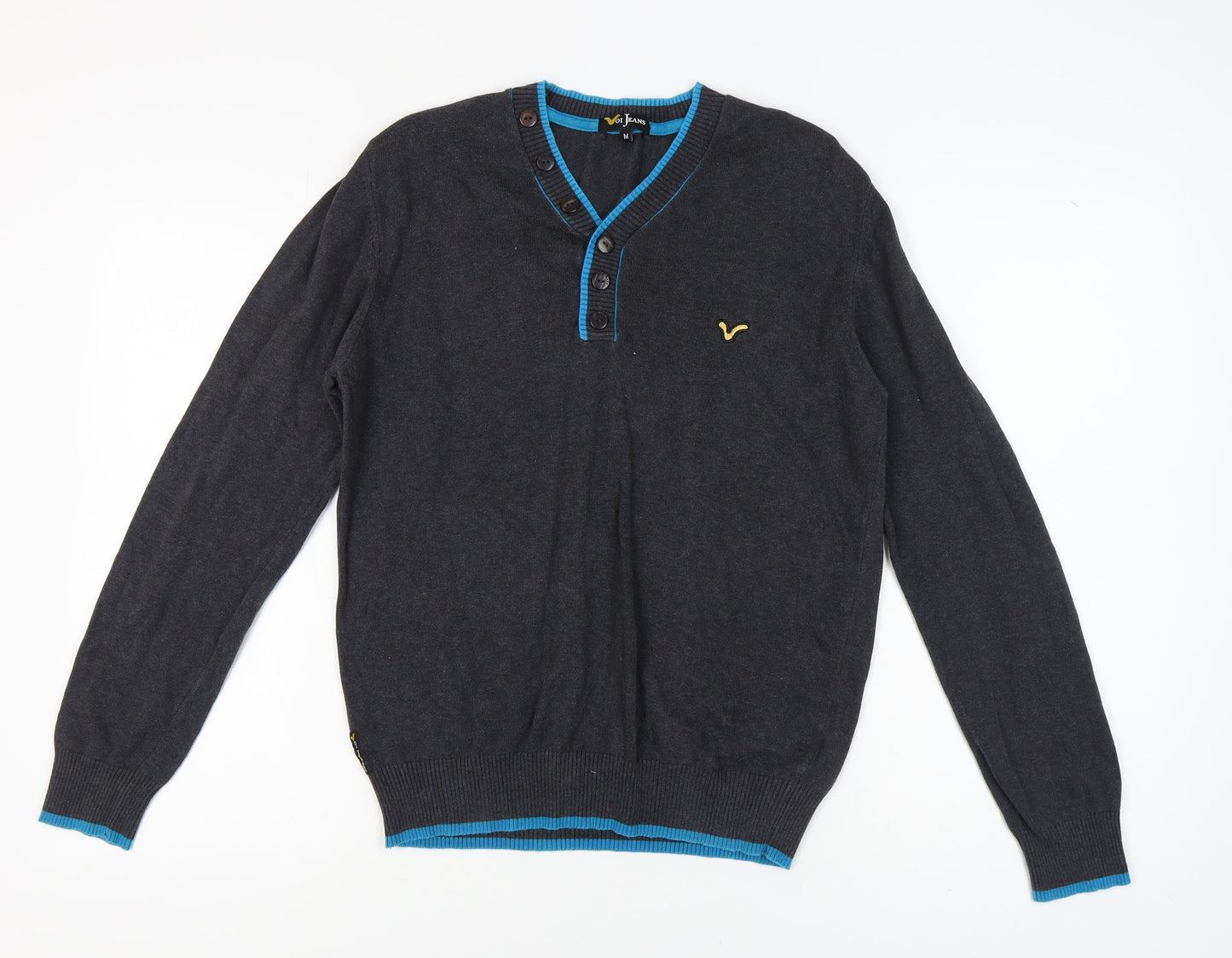 Voi Jeans Men's Black Henley Jumper M